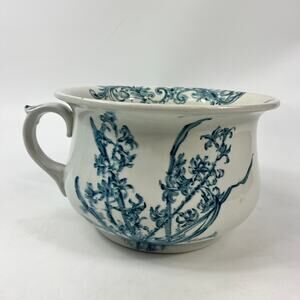 Antique Doulton Burslem Perth Flow Blue Chamber Pot Late 19thC Floral England